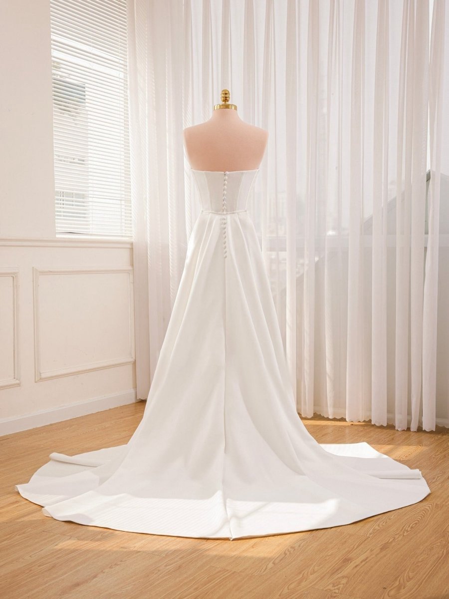 Mermaid Strapless Satin Wedding Dresses with Convenient Detachable Skirt