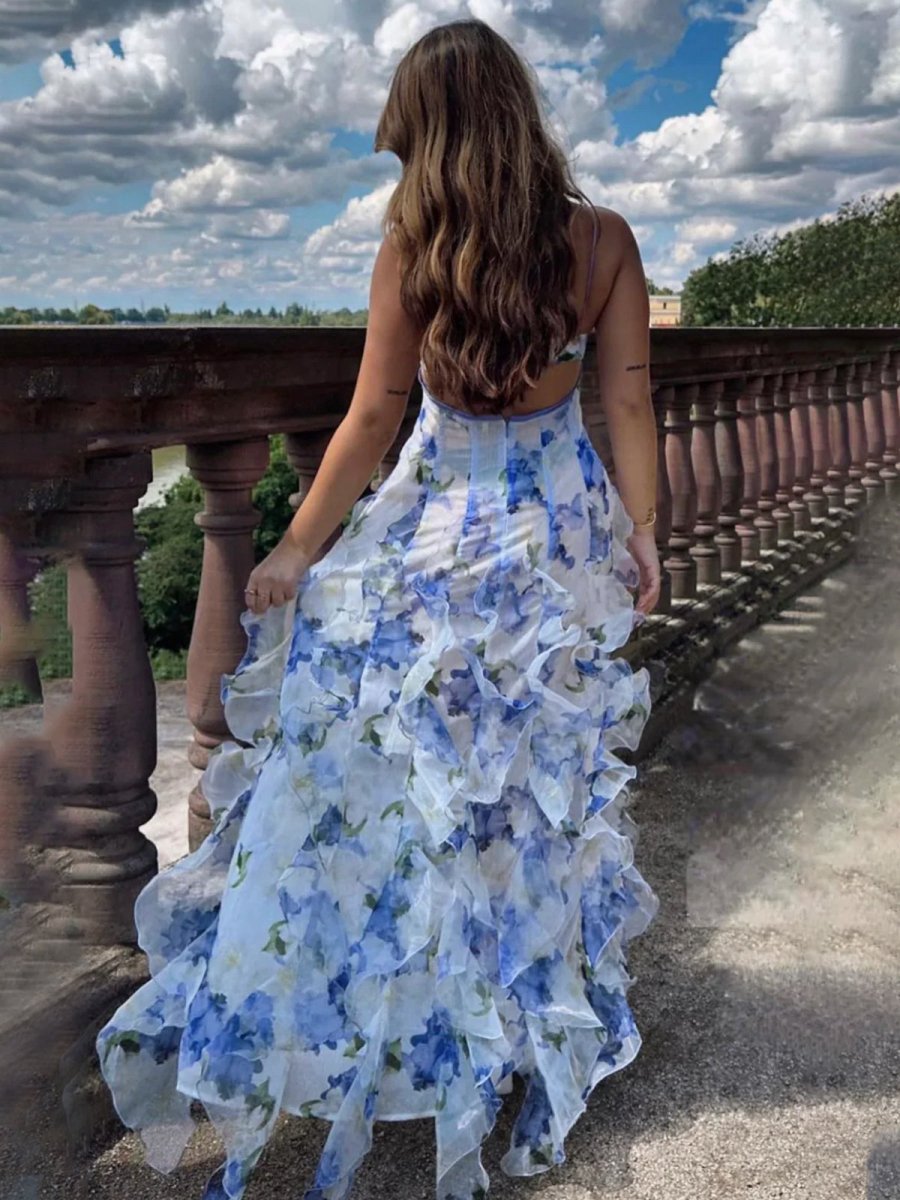 A-line Chiffon Spaghetti Strap Prom Dresses