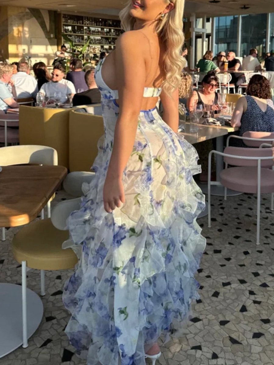 A-line Chiffon Spaghetti Strap Prom Dresses