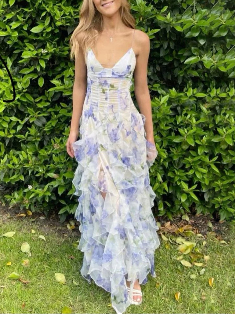 A-line Chiffon Spaghetti Strap Prom Dresses