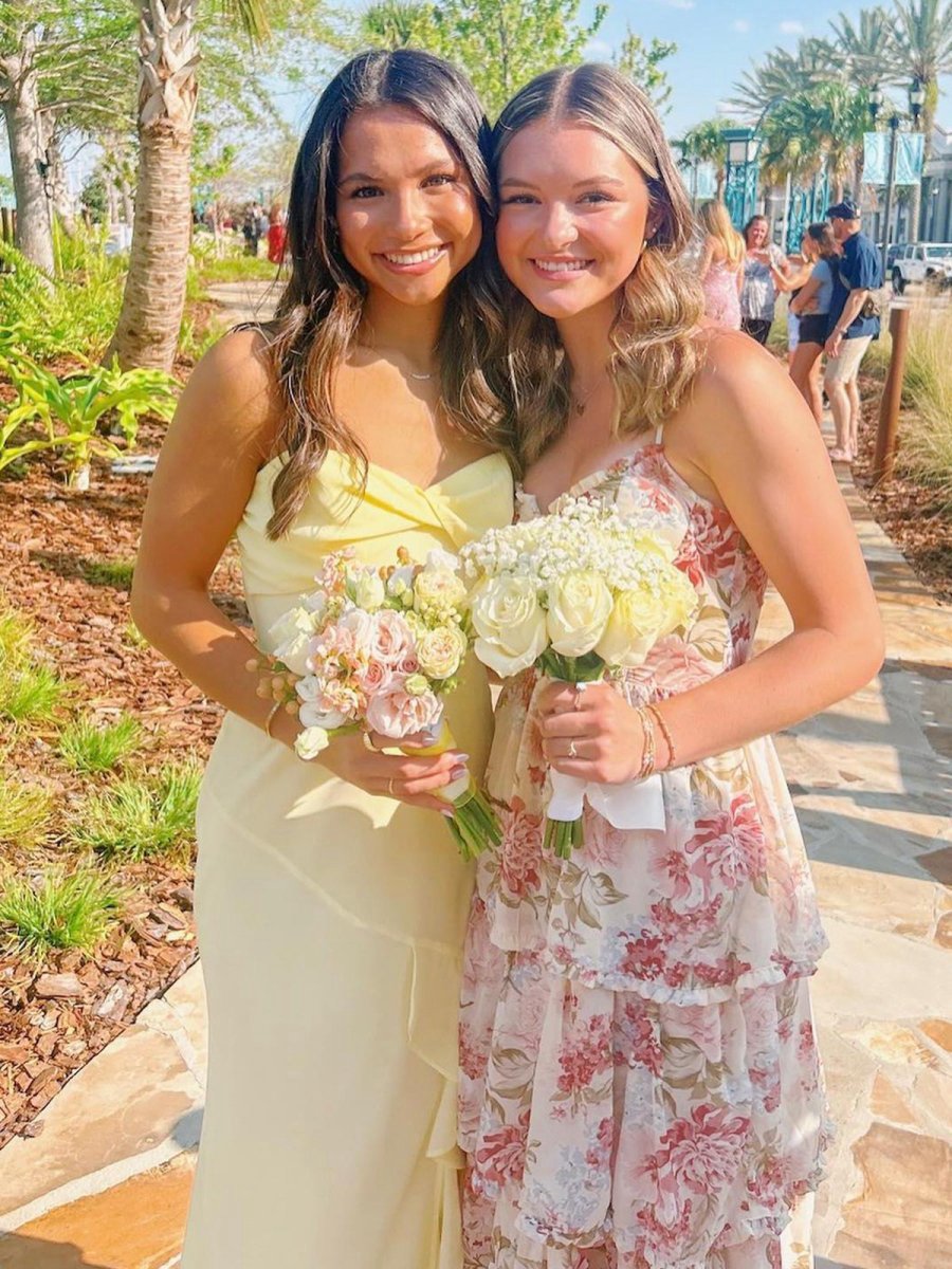 V-Neck Chiffon Ruffles Long Prom Dresses with Slit