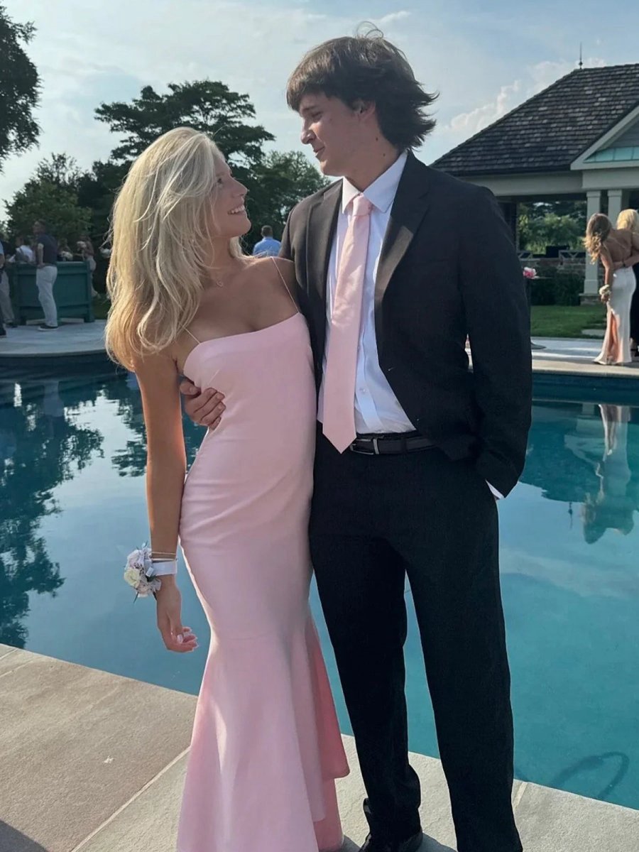 Spaghetti Straps Mermaid Satin Long Prom Dresses