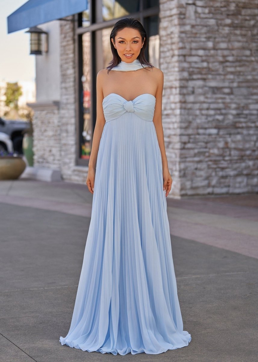 A-line Strapless Chiffon Long Prom Dresses