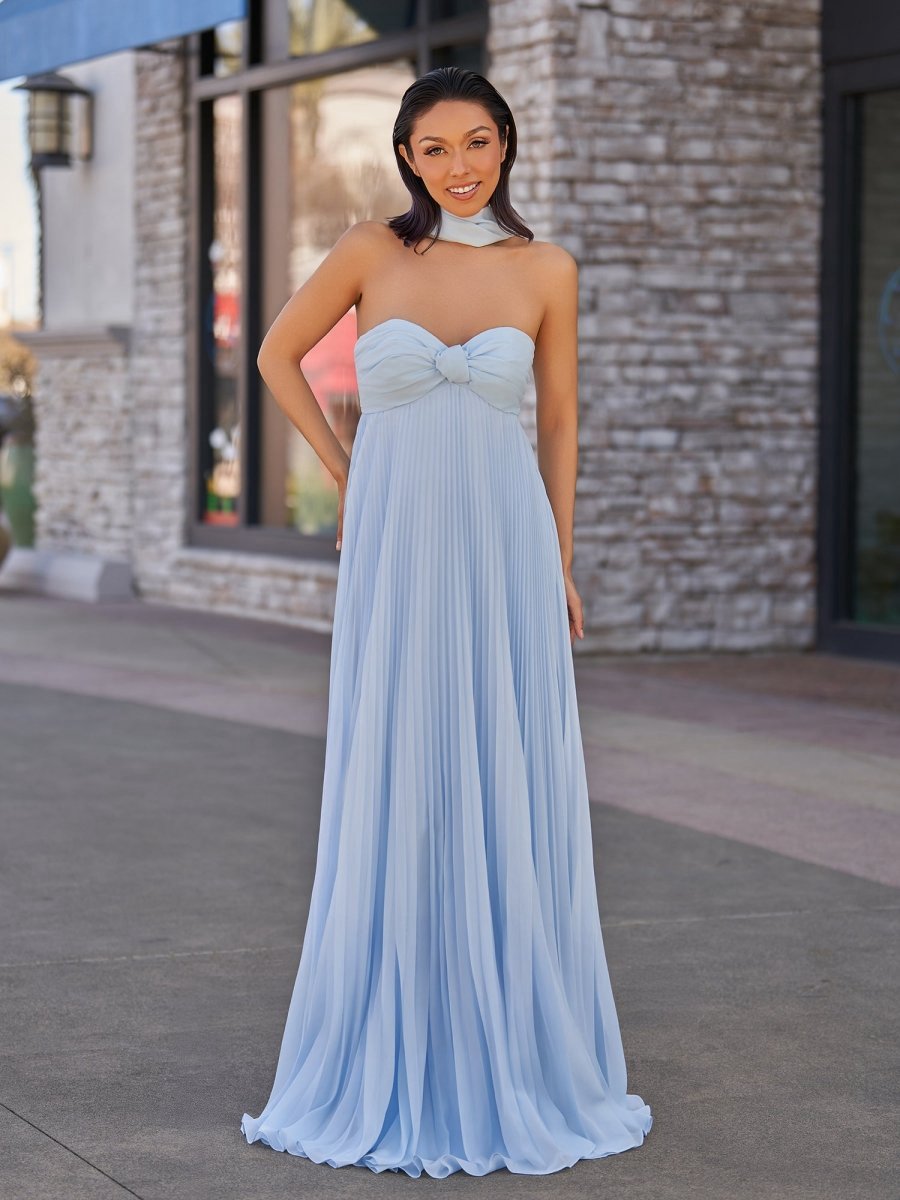 A-line Strapless Chiffon Long Prom Dresses