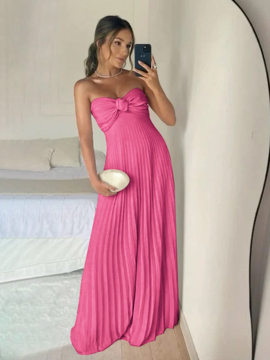 A-line Strapless Chiffon Long Prom Dresses