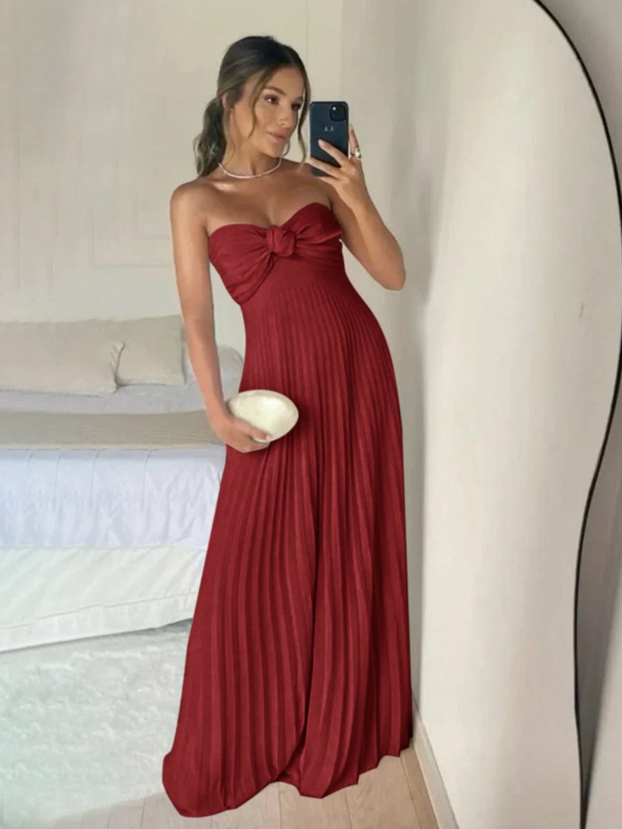 A-line Strapless Chiffon Long Prom Dresses