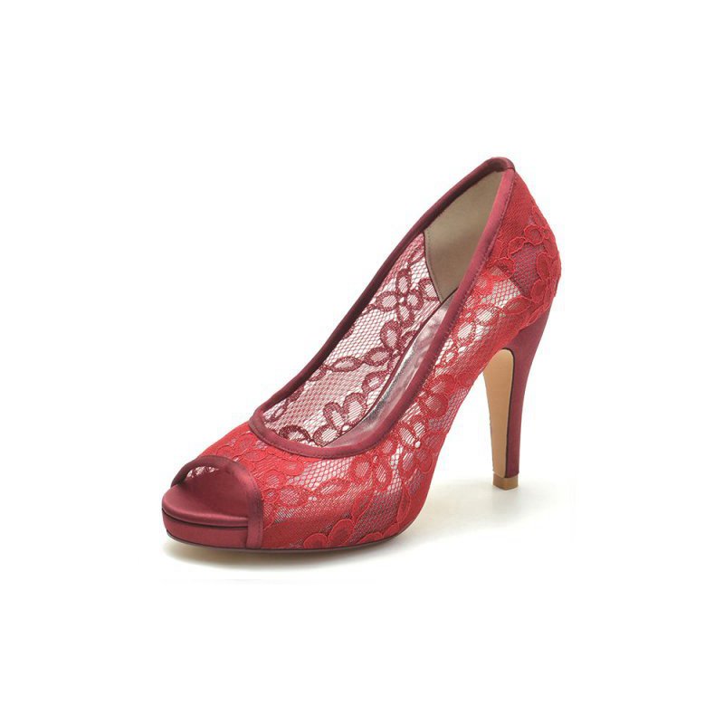 High Heels with Lace Embellishments