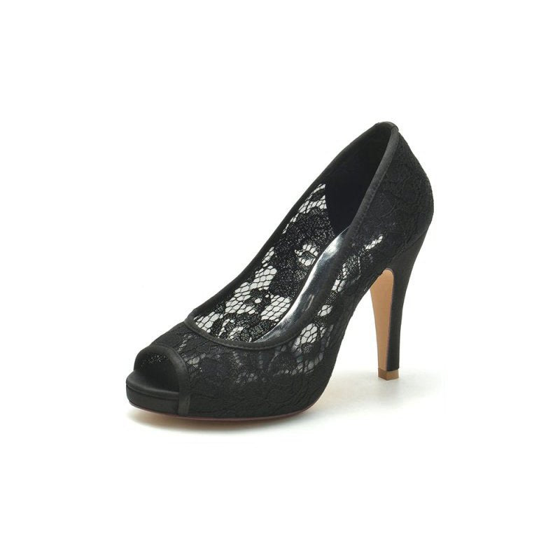 High Heels with Lace Embellishments