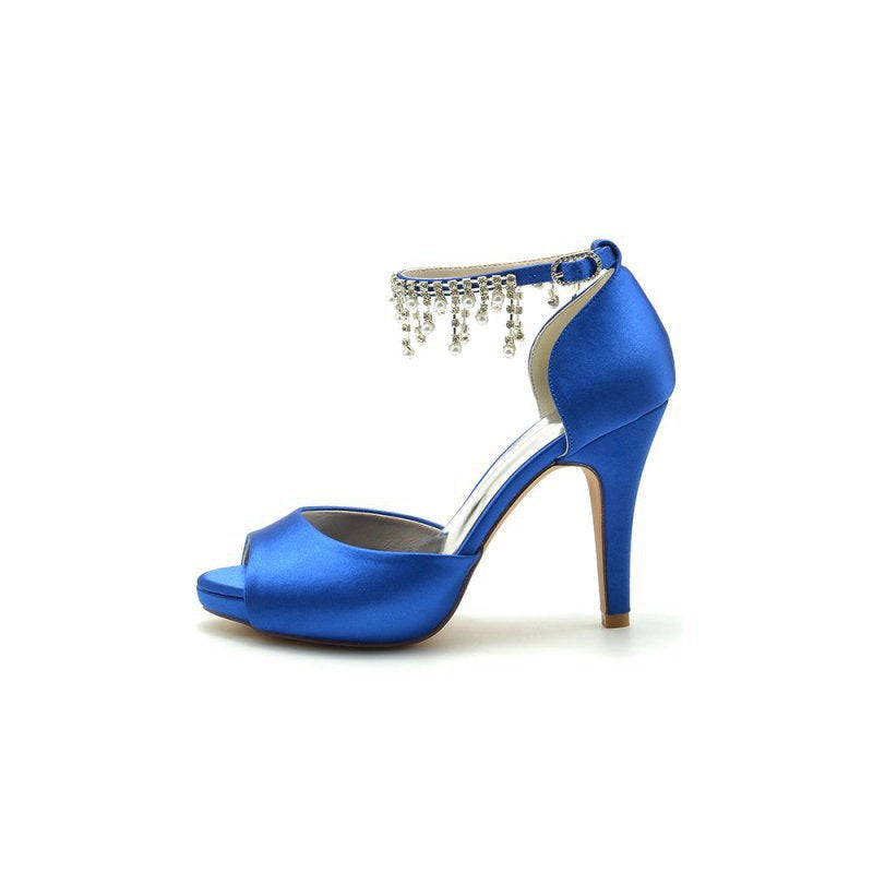 Stiletto Heels with Pearl and Chain Decor