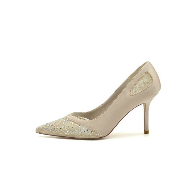 High Heels with Bead and Lace Trim