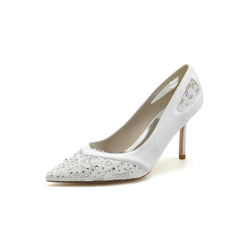 High Heels with Bead and Lace Trim