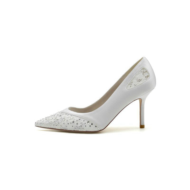 High Heels with Bead and Lace Trim