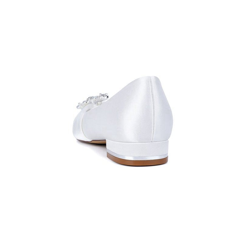 Flat Shoes with Crystal Flower Decoration