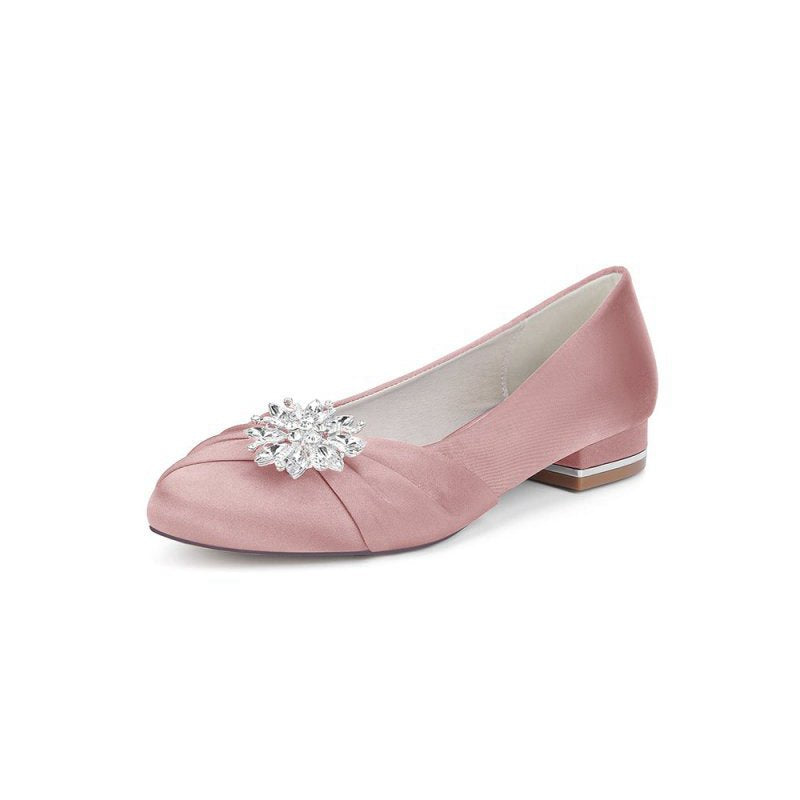 Flat Shoes with Crystal Flower Decoration