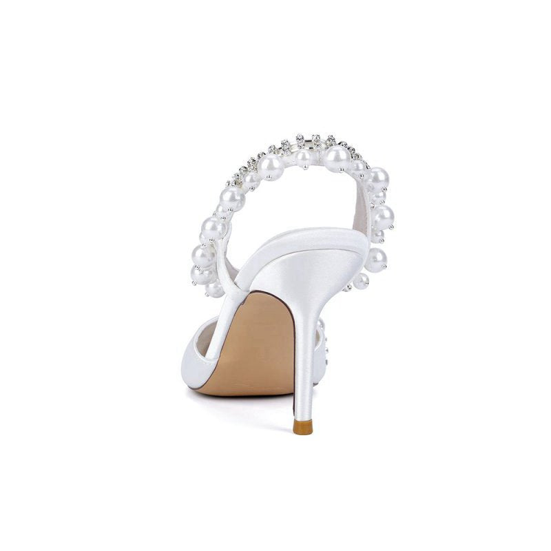 High Heels with Pearl and Crystal Embellishments Description