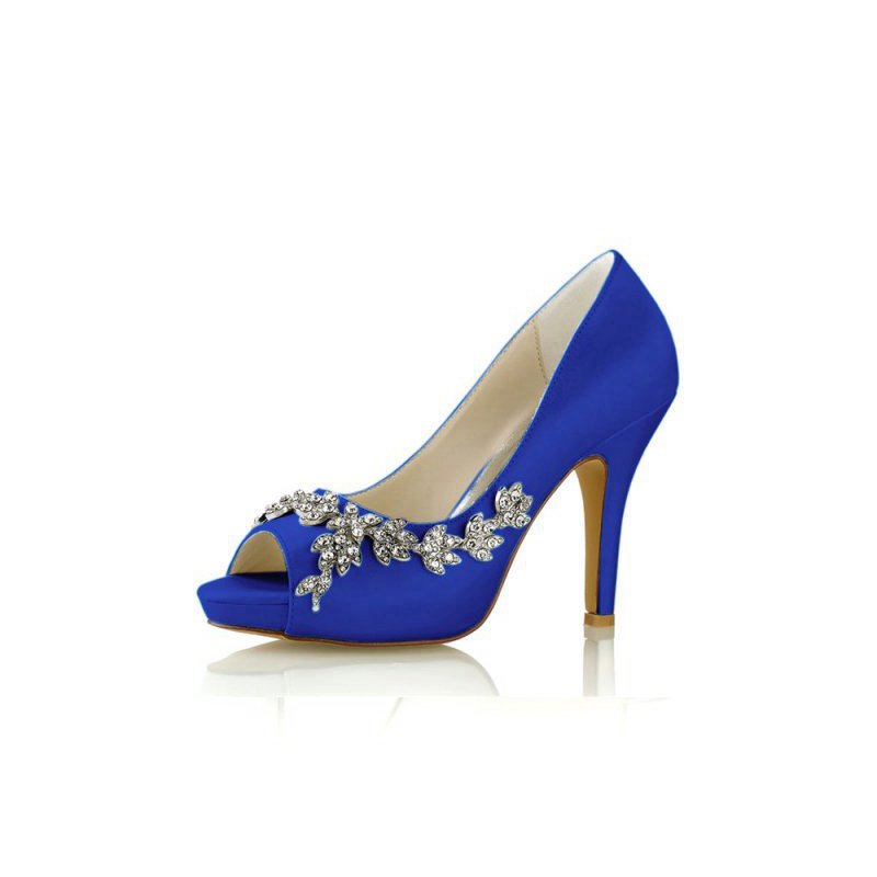 Satin Heels with Metal Flower Ornament