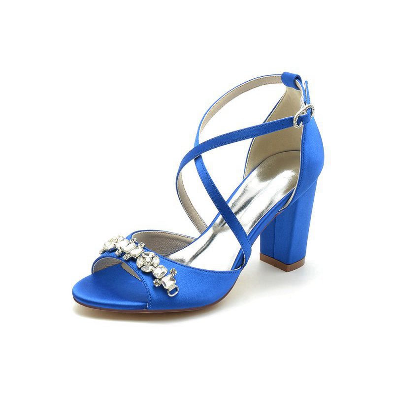 Cross-Strap High Heels with Crystal Embellishments