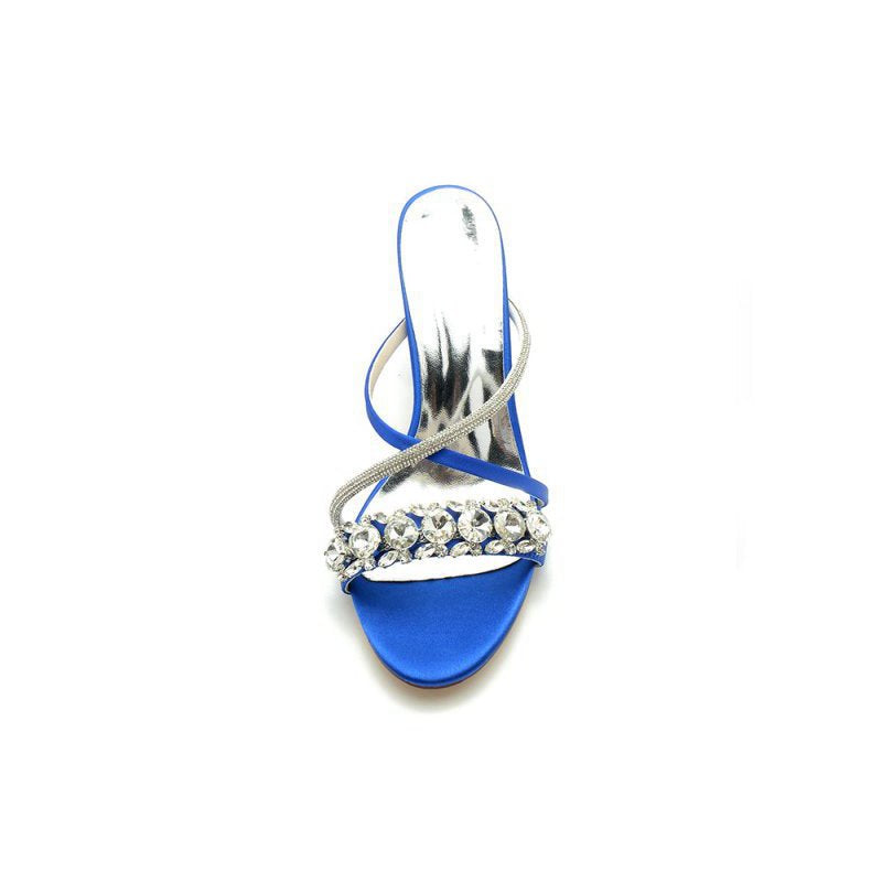 Satin High Heels with Crystal and Metal Embellishments