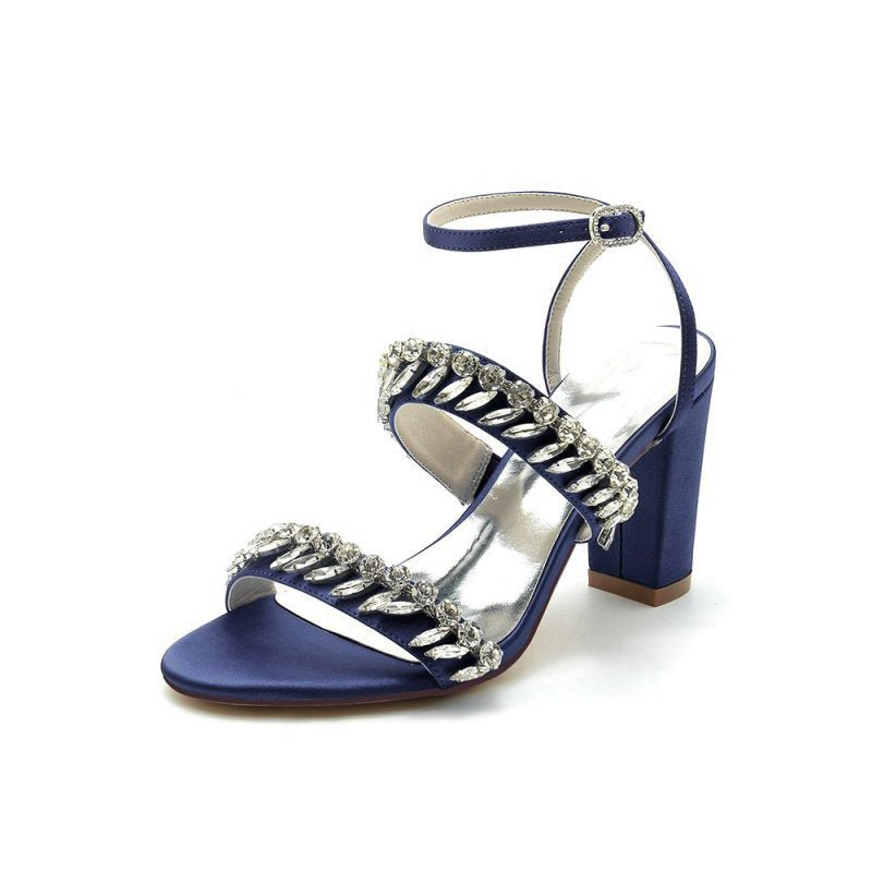 Evening Heels with Sequins and Chain Decor