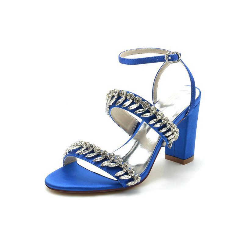 Evening Heels with Sequins and Chain Decor