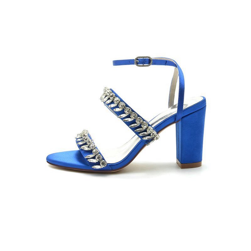 Evening Heels with Sequins and Chain Decor