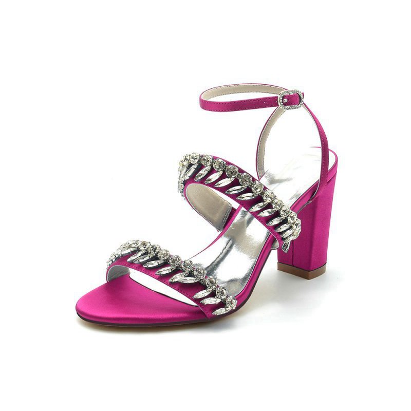 Evening Heels with Sequins and Chain Decor