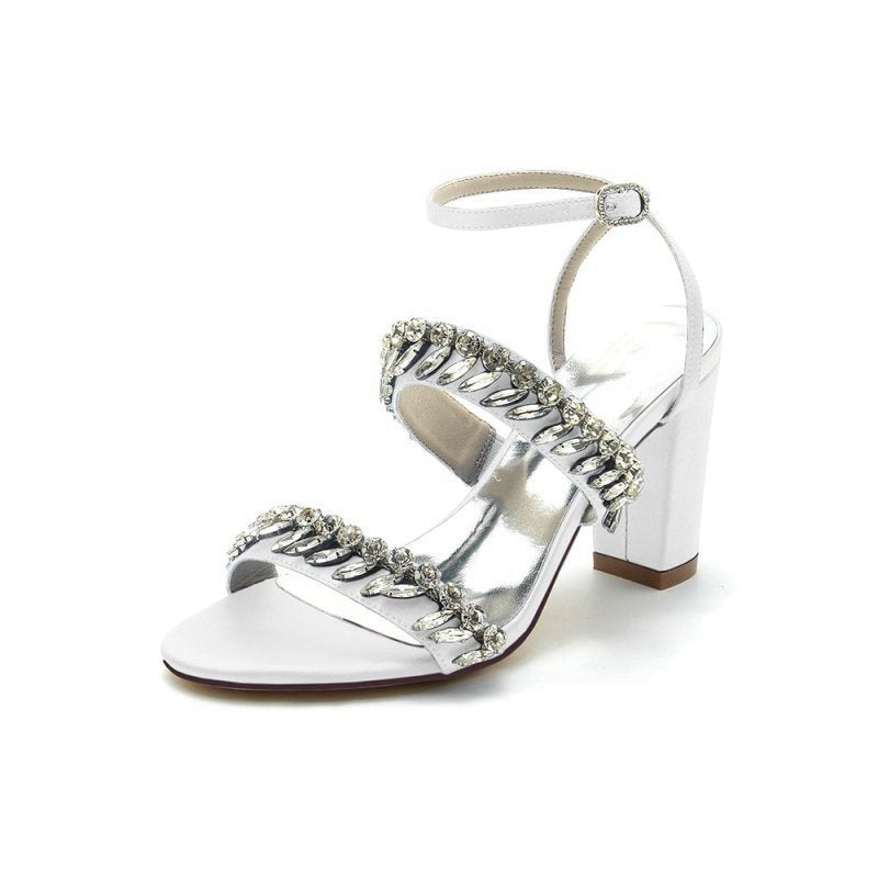 Evening Heels with Sequins and Chain Decor
