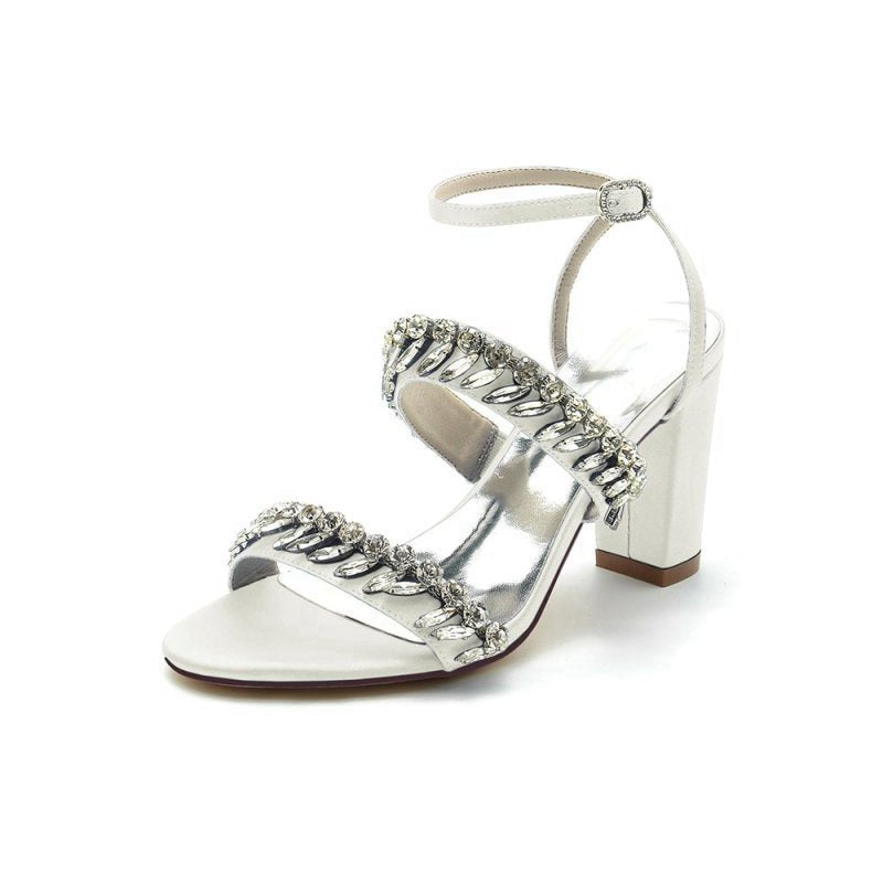 Evening Heels with Sequins and Chain Decor