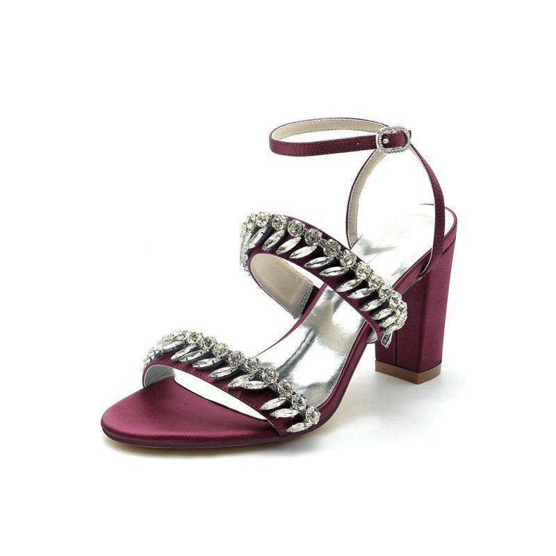 Evening Heels with Sequins and Chain Decor