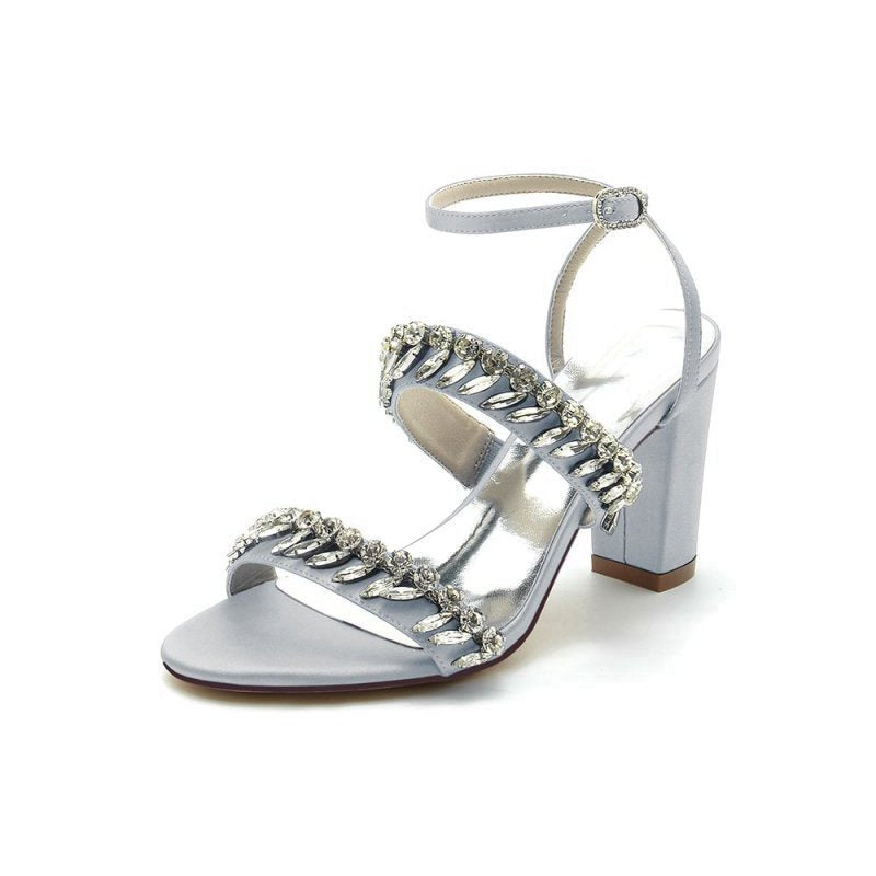 Evening Heels with Sequins and Chain Decor