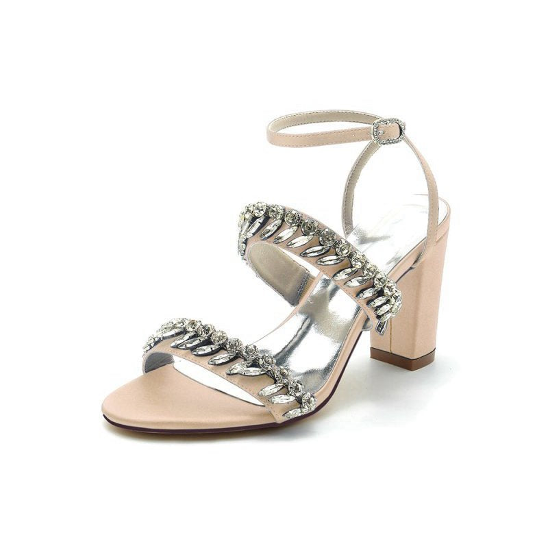 Evening Heels with Sequins and Chain Decor