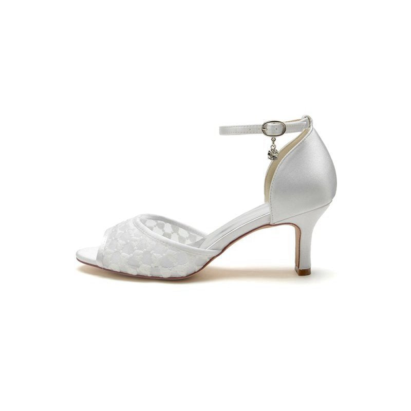 Peep Toe Wedding Shoes with Ankle Strap