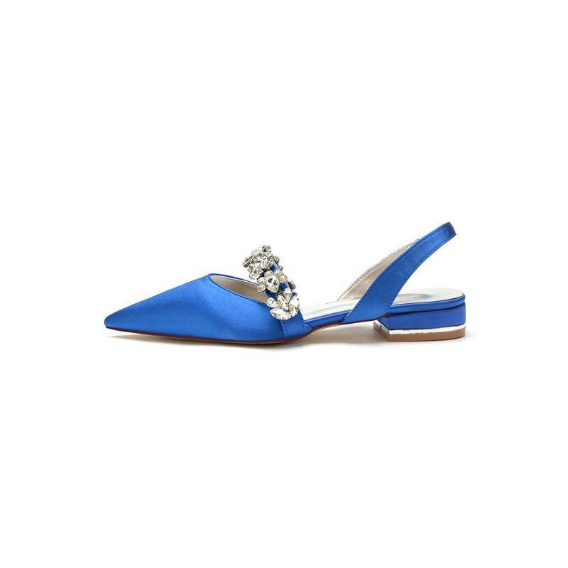 Pointed Toe Wedding Flats with Rhinestone
