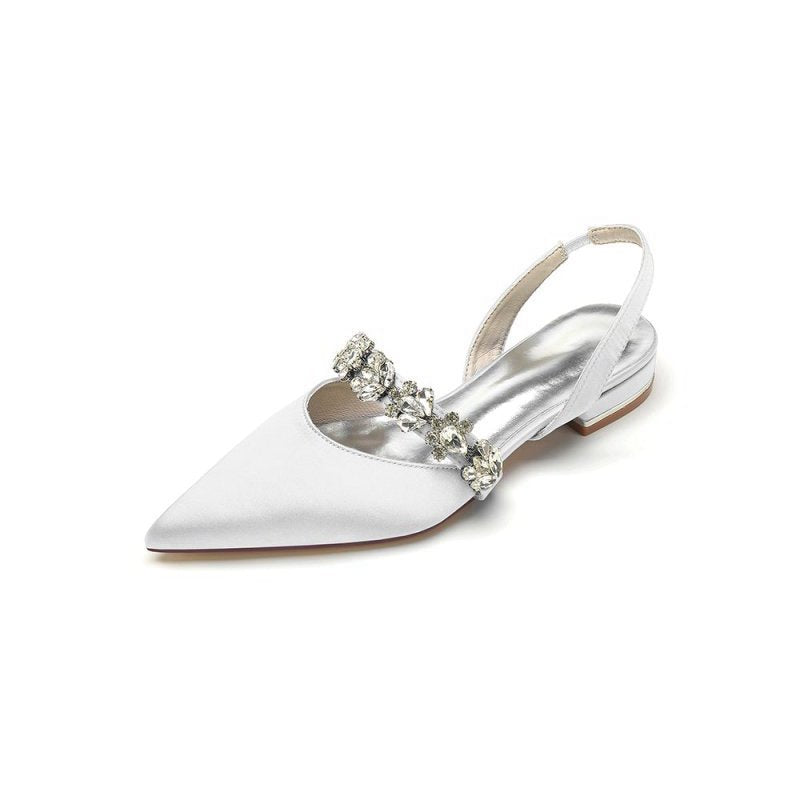 Pointed Toe Wedding Flats with Rhinestone