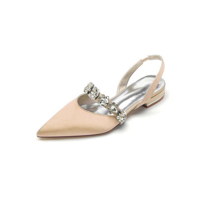 Pointed Toe Wedding Flats with Rhinestone