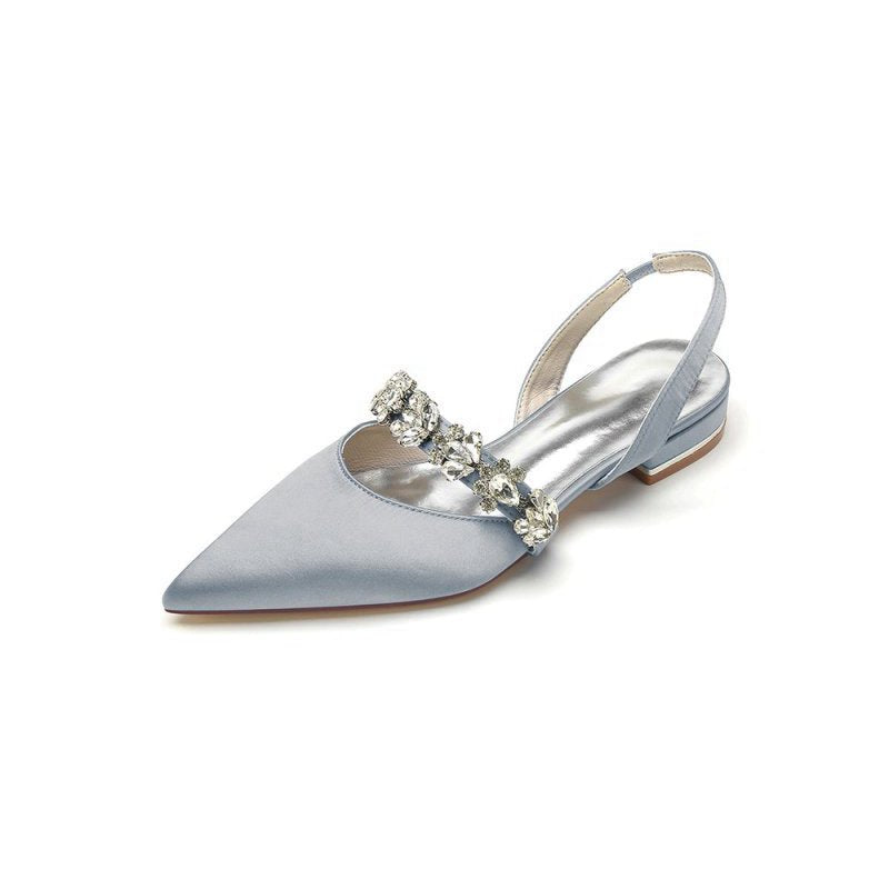 Pointed Toe Wedding Flats with Rhinestone