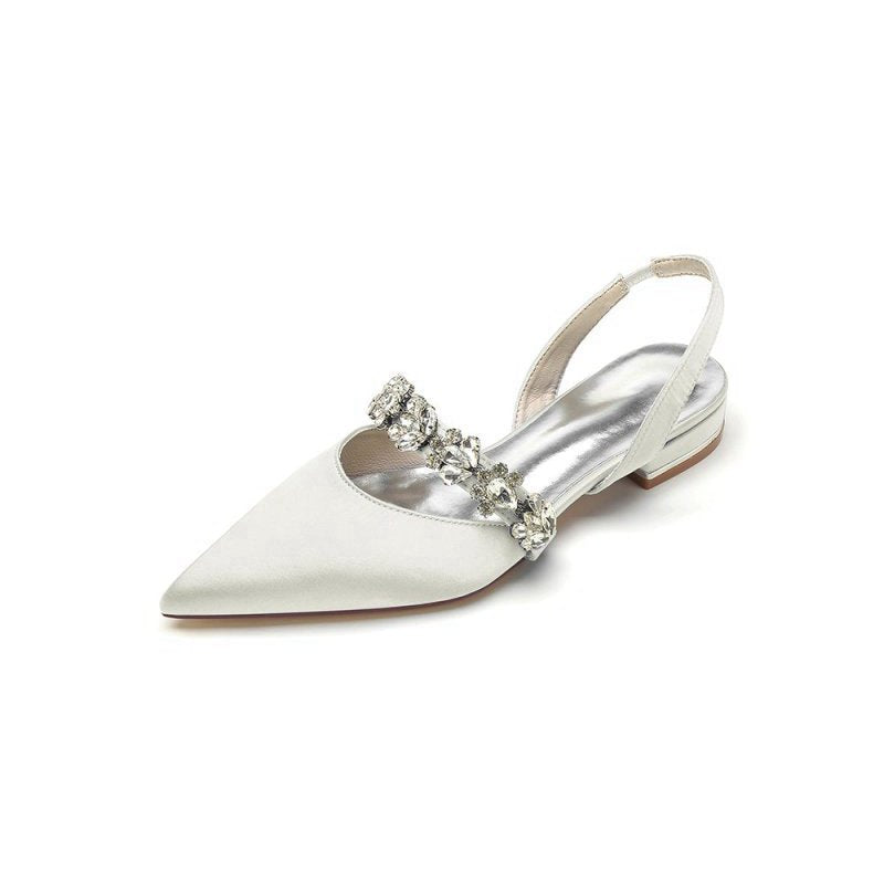 Pointed Toe Wedding Flats with Rhinestone