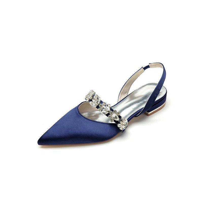 Pointed Toe Wedding Flats with Rhinestone