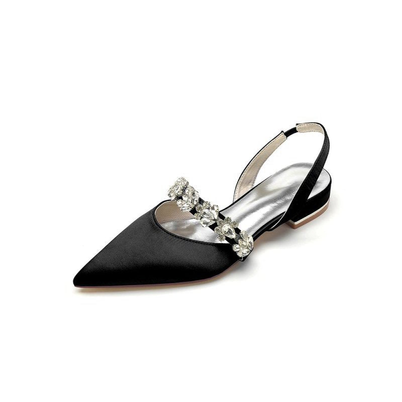 Pointed Toe Wedding Flats with Rhinestone