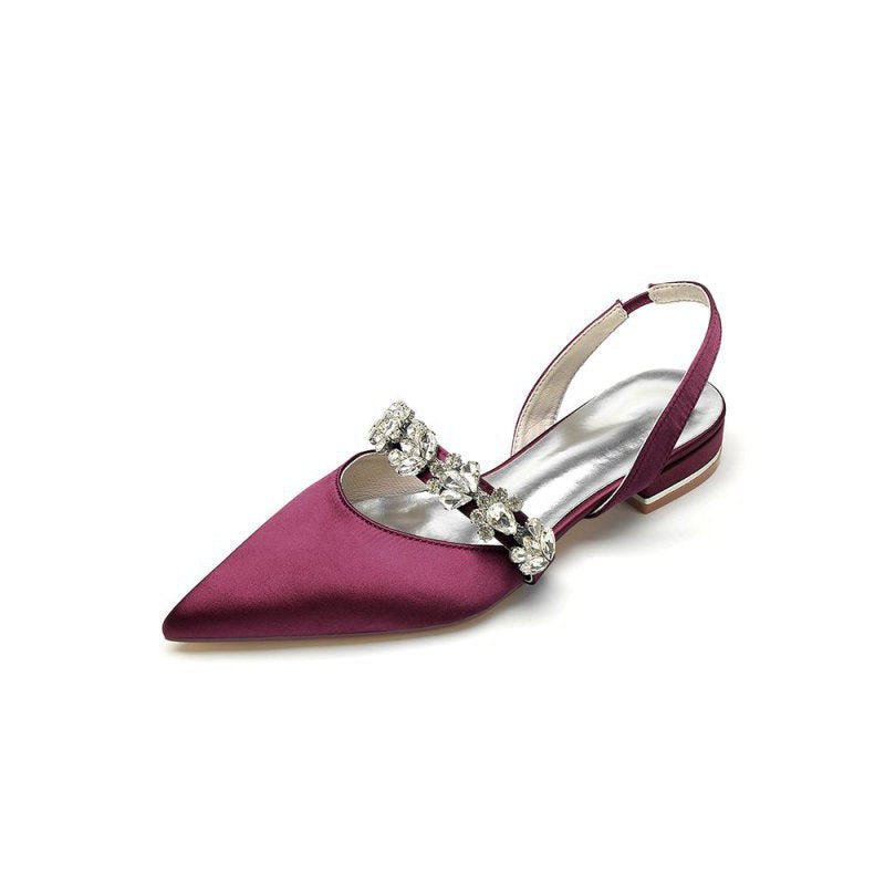 Pointed Toe Wedding Flats with Rhinestone