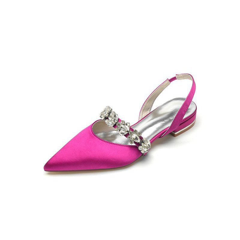 Pointed Toe Wedding Flats with Rhinestone
