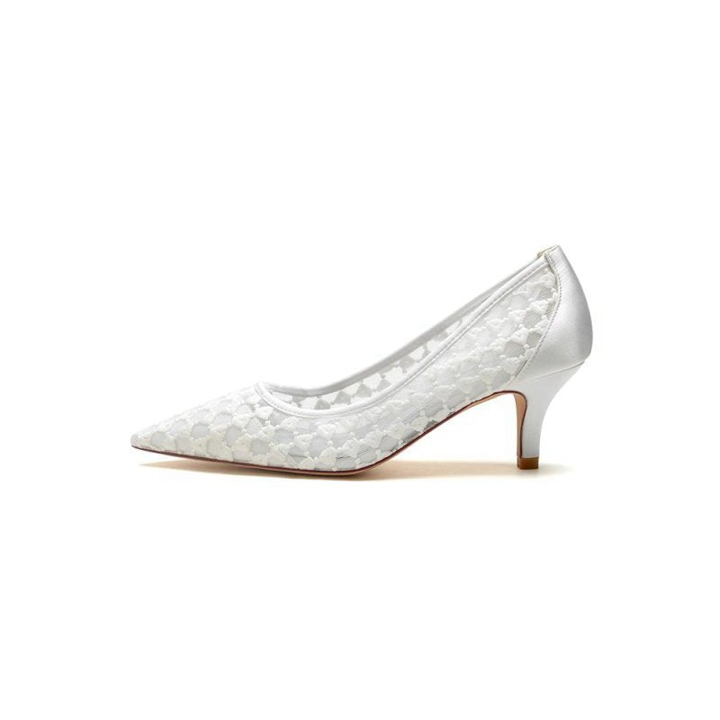 Lace Pointed Toe Wedding Stiletto Heels