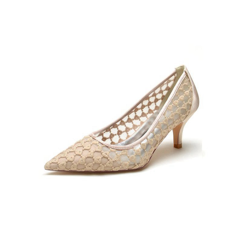 Lace Pointed Toe Wedding Stiletto Heels