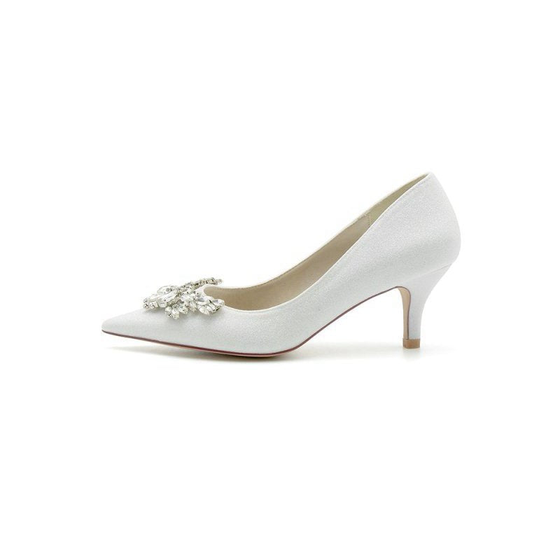 Pointed Toe Wedding Shoes with Rhinestone