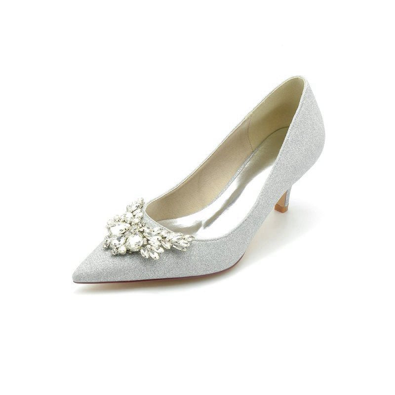 Pointed Toe Wedding Shoes with Rhinestone