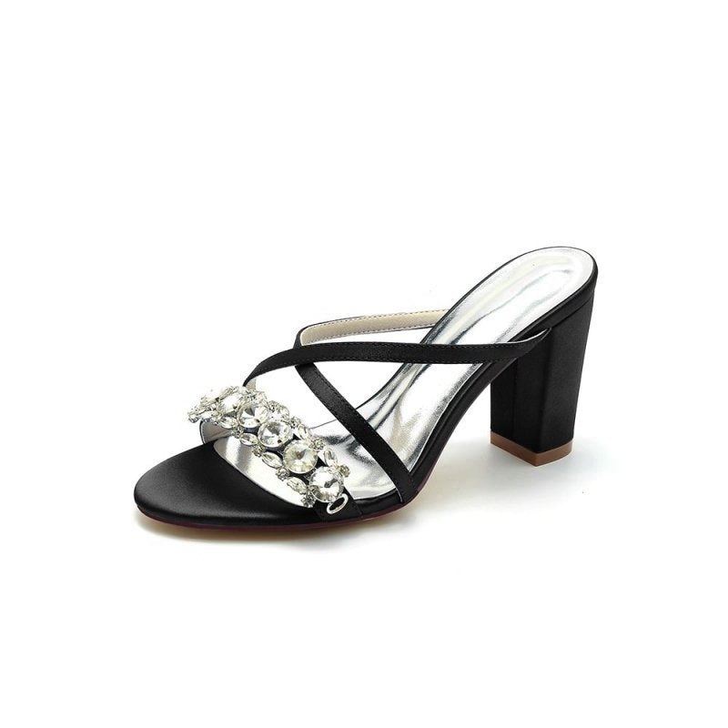 Open Toe Sandals with Rhinestone