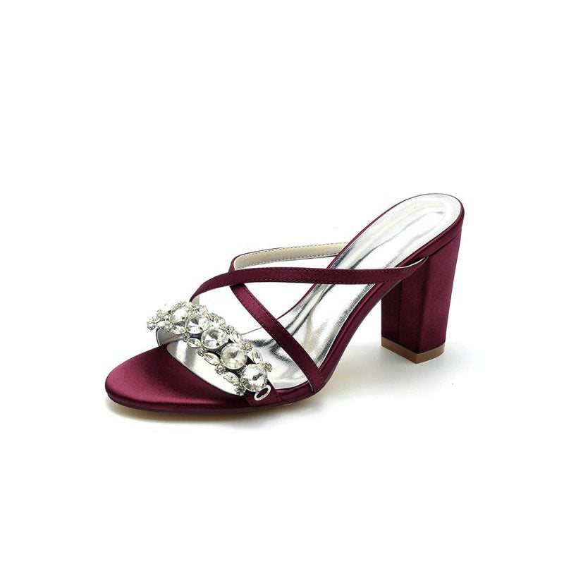 Open Toe Sandals with Rhinestone