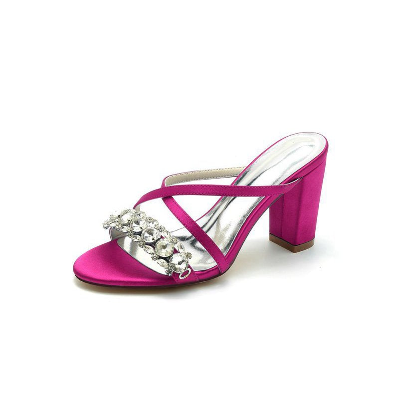 Open Toe Sandals with Rhinestone