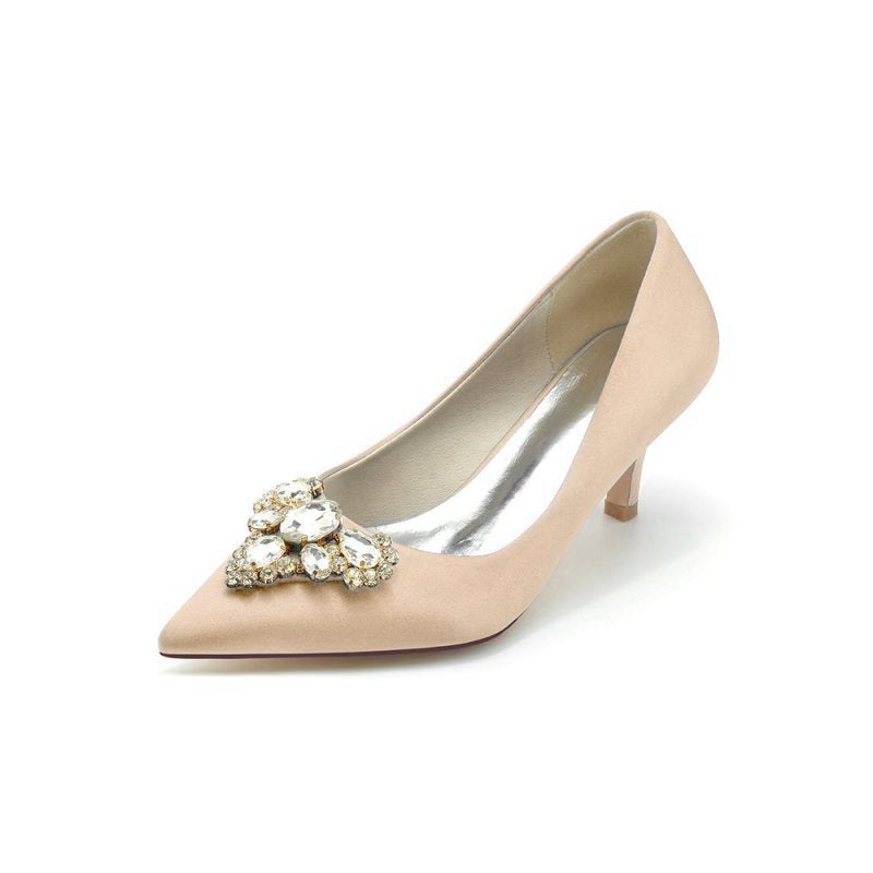 Pointed Toe Stiletto Heels with Rhinestone