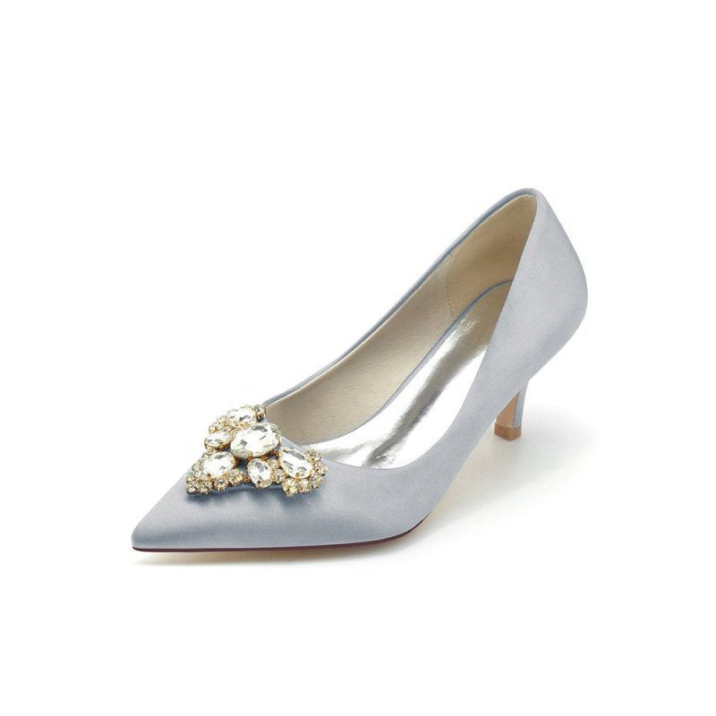 Pointed Toe Stiletto Heels with Rhinestone